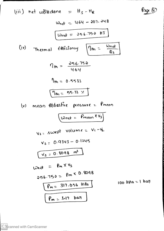 liii) net wolledone = HS - HR Page @ Wnet = 464 – 207.048 Wnet - 056.757 WJ Whet (iv) Thermal ettilenny Qs 256.752 464 7th =