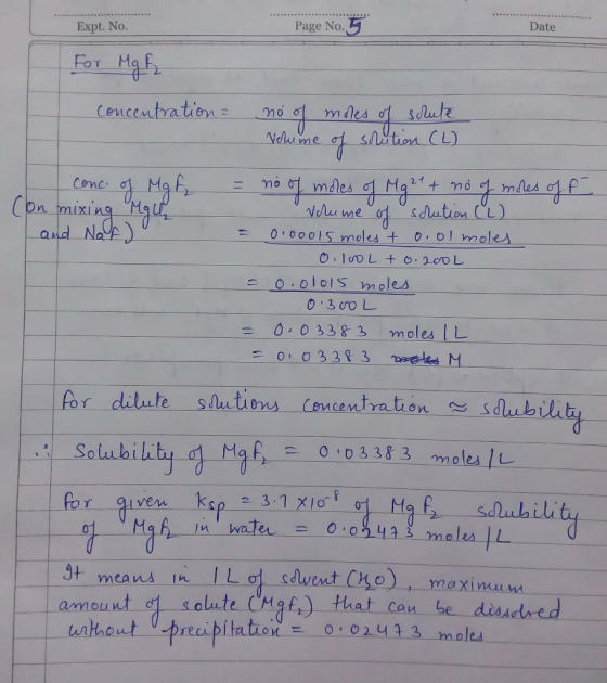 Page No. Date Expt. No. FOr Ma t Cencentration Sclute mdes shution CL) Ncdume Cenc mdes Vrume + no 11 Con mixing Hguf aud Nav