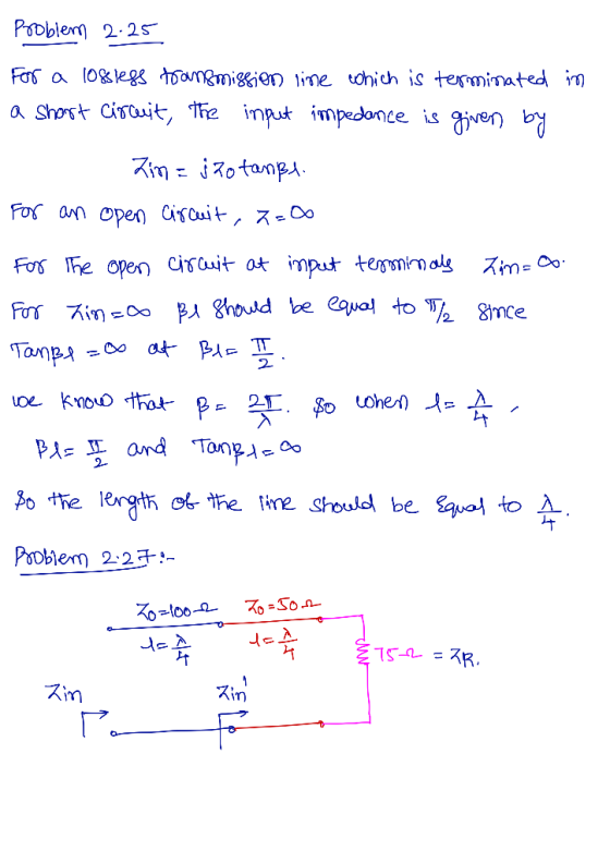 Problem 2.2ς aStort Circuit, ナhe input impedonce is Ft an open circuit 7-Do 2- ズin