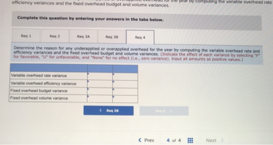 year by computing the variable overhead rate efficiency variances and the fixed overhead budget and volume variances. Complet
