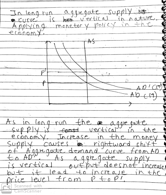 e In long run aggregate supply it curve is het vertical in nature Applying monetor y policy in the economy ADICHE - Ab (A) As