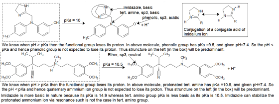 OH! pka = 10 NA L imidazole, basic tert, amine, sp3, basic phenolic, sp3, acidic OH Conjugation of a conjugate acid of H2C im