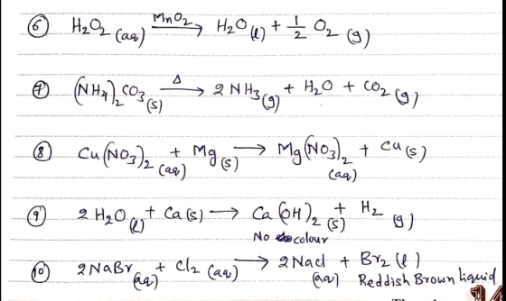 + 2 3) 2 NHs H20 tCO2 CO3 (s) Cu Cu (8) Cay) Caa) CaOH), H 2 H20t Cas) (9) No decalour 2 Nad t BY2 e) aReddish Broun lauid +