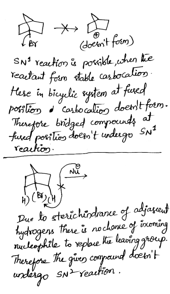 BY (doesnt form) SNI reaction is possible, when the reactant form stable casbocalios Hese in bicyclic system at fused positi