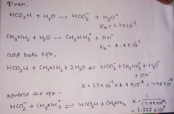 ginen, Hсо,н+н,о - нсо, + но* Ka=1.78104 си, н, ң,0 – сч, эн+ ои add both egn, нсон + Симн, + 2ң,0 ғнсо, +и, оино = 4, 4 x 51