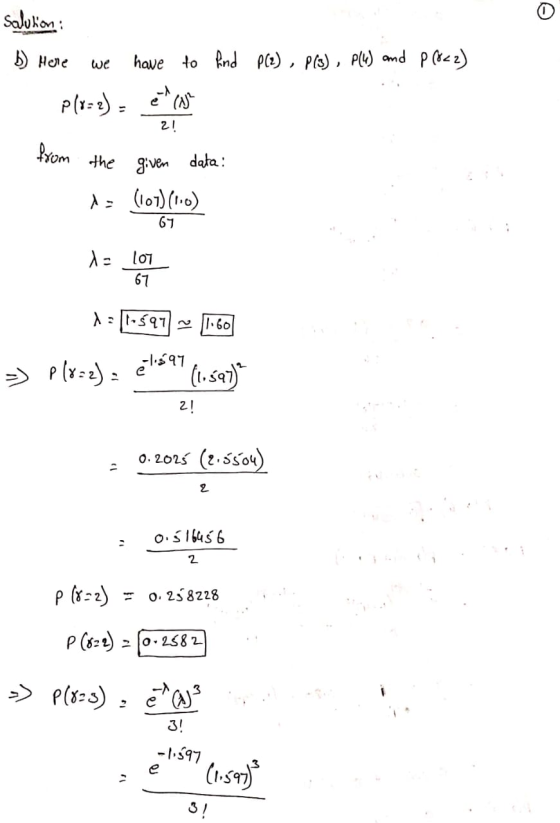 solution b) Here we have to find P(2), P(3), P(4) and P (822) ply=2) ears from the given data: 1s (101) (10) ។ 107 67 11.591
