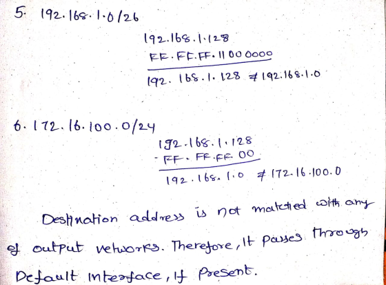 5. 192.168.1.0/26 192.168.1.128 ER. FF. FF. 000000 192.168.1.128.2192168.1.0. 6.172.16.100.0/24 192.168.1.128 ::FF. FRIFE OO