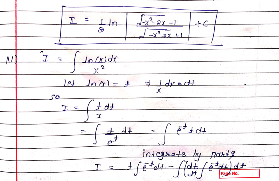 I In Lx²gx-1 t6 المرور A N for دو عامل 2 Let Inxht = L dir=dt C = ft t dt f tedt et et tot f integsegte by parts #fētdi -Slot