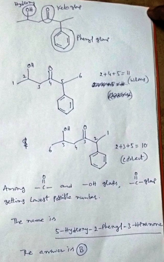 Hydrony OH I keto glap Pheryl glow 2+4+5-11 Bars (Wlons) 0 2+3+5= 10 (correct) O glats -c-grap Among getting - c- and - OH Lo