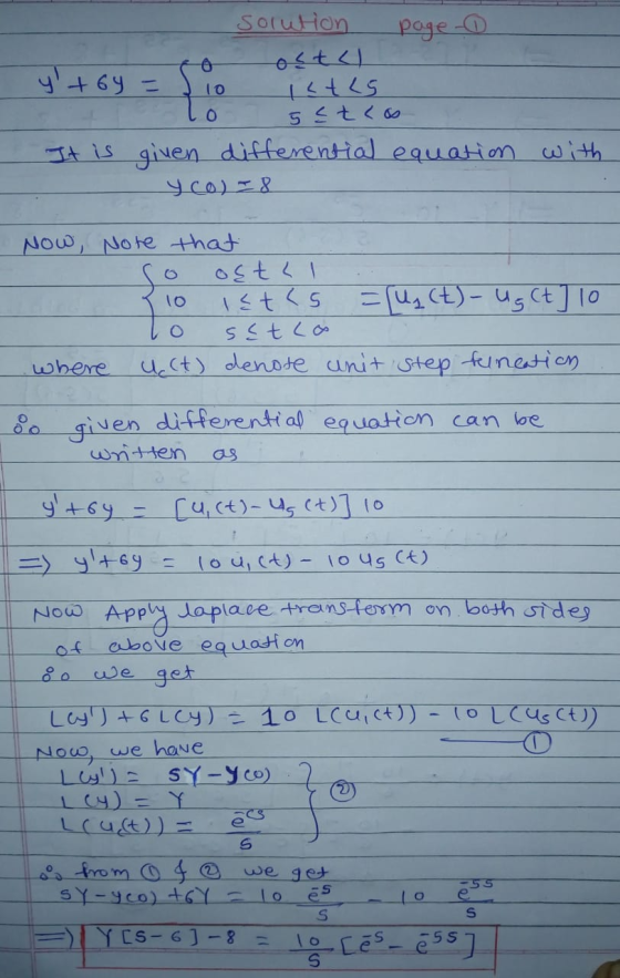 y+6y= 0 10 solution page - ostal iltis to 5 ctcoo It is given differential equation with y colI8 lo Now, Note that ostal let