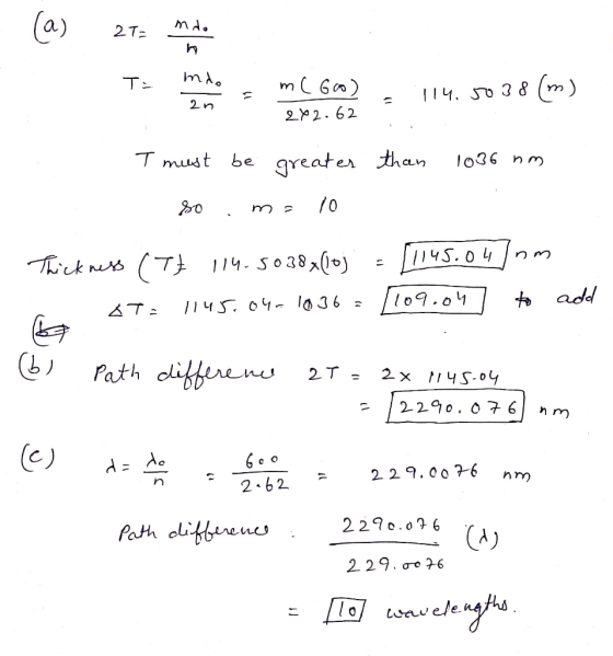 2T T- I14.so 3 & (m) 2n 2P2.62 Tmust be lo36 n m greater than 70 П45.04 add l09.01 1 AT: Path diffenens 2T= 2 x 4S.04 2290. 0