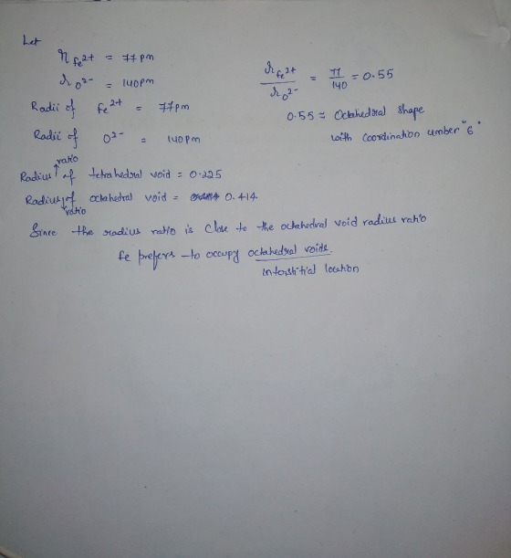 (4D 1140 ratio toth Coodunahon umber e 0 nte fe brebem-lo occupa octahedral void Inte가sh,tal locahon
