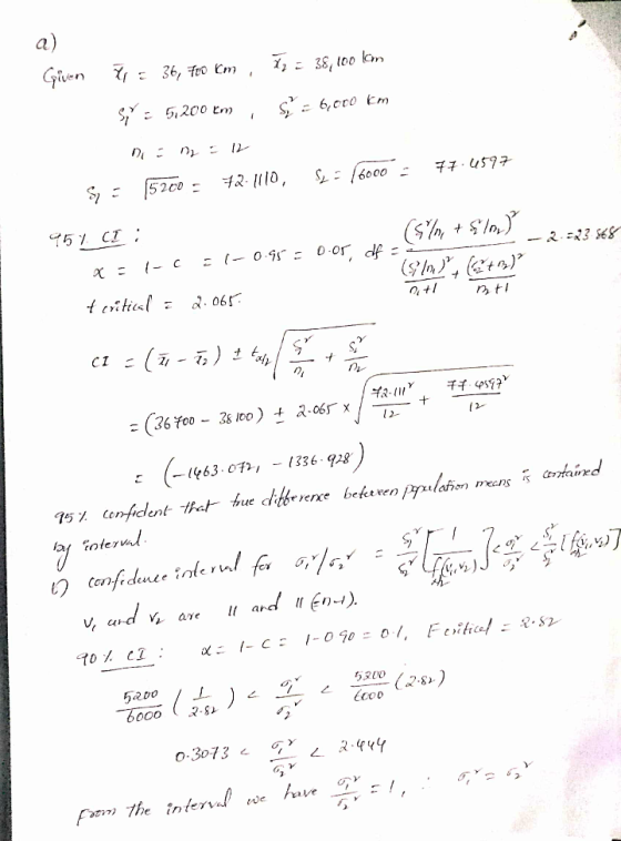 a) Given X = 36, to cm , I2 = 38,100 km S; = 5,200 km , S, = 6,000 km no = m = 12 S, = 15200 - 42.1110, S = (6000 = 77.4597
