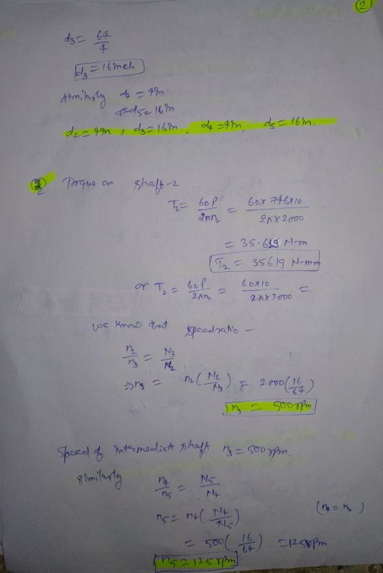 do= 64 4 Id₂ = 16 inch simitsly d=99m cd=16h dz=16n. dzzon, daz16in, da atin, Porque an shaft-2 I= 6op 6ox 746x10 2KX 2000 Pr