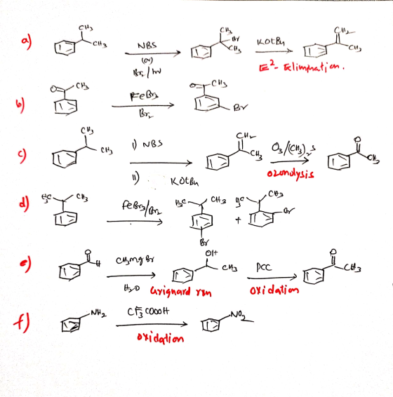 CH СА, que -Cl3 Kotky NBS -ch, E²- Elimphation. Bolm Сн -СИ, Febh 6 Br CH₂ Cur U NBS CH3 ک(ce/4 9) CH -CH₂ ozondlysis 4) KotB
