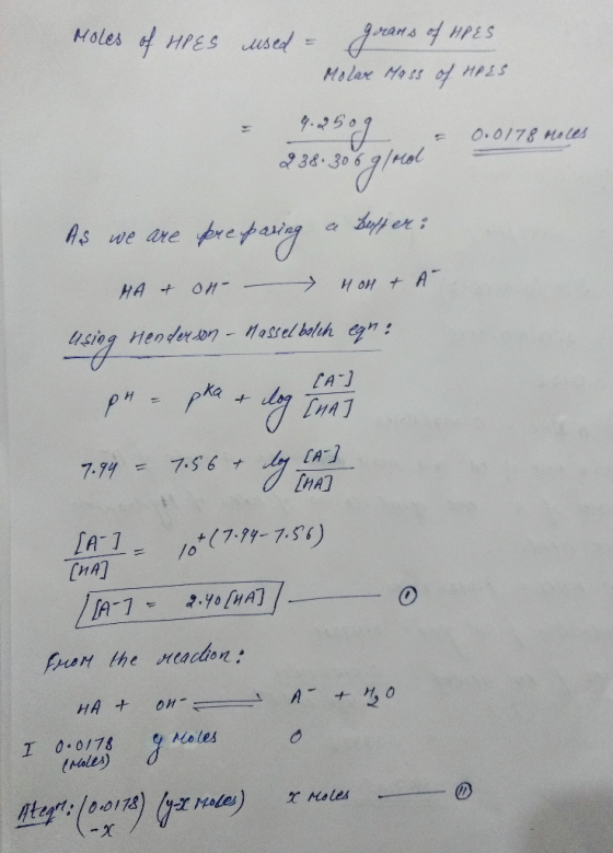 Moles of HPES used & graus of UPES. Molar Mass of UPES 9.2509 0.0178 Moles 238.306 g/mol LA) 7.94 = 7.56 + oso sag just As we