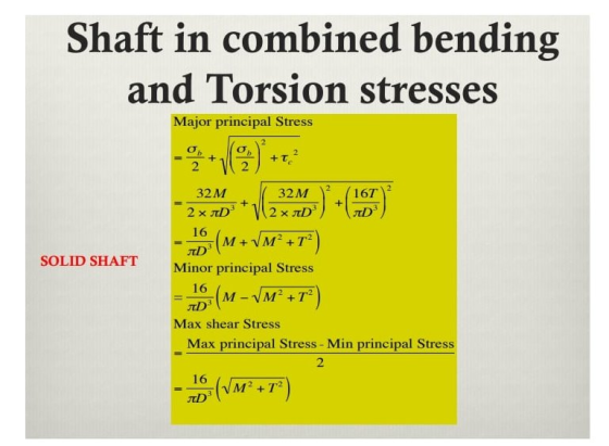 Shaft in combined bending and Torsion stresses Major principal Stress 0 +T 2 32M 2 x D + 32M 2 xD + 167 D 16 D (M+ VM + T2 SO