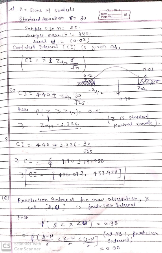 Class Mind Dato: Pago No.: M S لهم 0.1 Zdj 2.42 7 diction interval X. Scope of students Standard deviation 6: 30 Souble $130