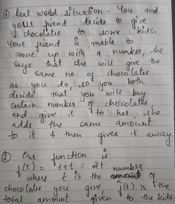0 Real world situation - You and your friend decide to give I chocolates to some kids. your friend is unable to ! come up wit