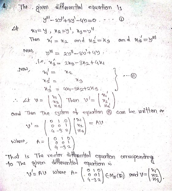 ven equation 1s ,付 lt) Tham Now ond T the system equalion โย(E) ИЗ 4-3 2.