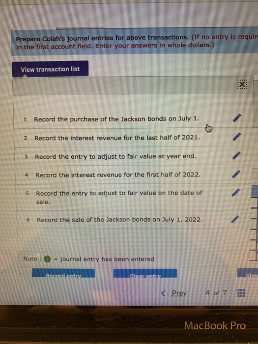 Prepare Colahs journal entries for above transactions. (If no entry is requir in the first account field. Enter your answers