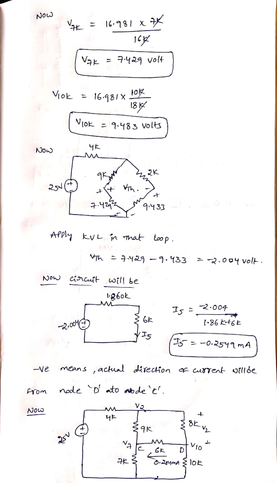 Νοω Vak Il 16.981 x x 7K 16K Vak = 7.429 volt Vok = 16.981 % lok 1884 NIOK = 9.483 volts Now 4k M 250 qk ak at the 7.429² 9.4
