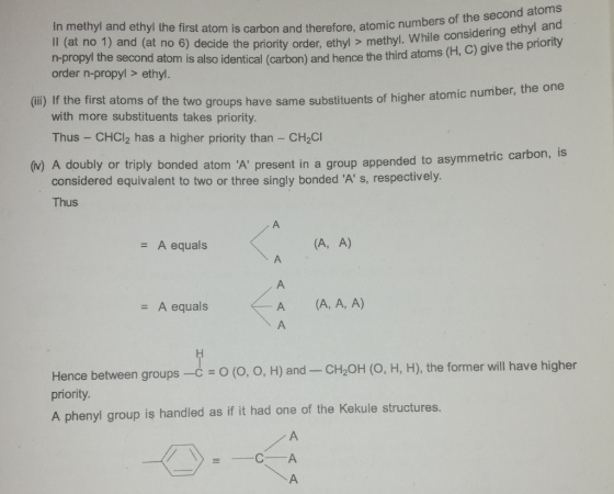 In methyl and ethyl the first atom is carbon and therefore, atomic n II (at no 1) and (at no 6) decide the priority order, et