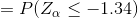 =P(Z_\alpha\leq -1.34)