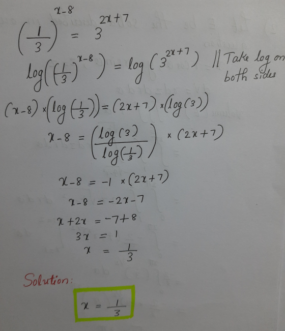 2-8 con 2x+7 3 3. on Log(6+)) = log (3**?) both sides ( 3²x+7) || Take log (1-0) of log :)) =(22+7) 10g () 7-8 = (log (32) +