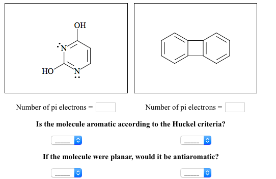 For the structures shown below, state the number o