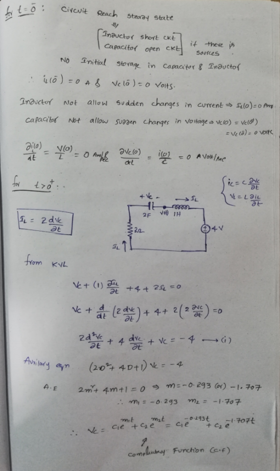 Civcvit Reach steaay state Tnavctor short ckt Cupacitot open cK Sovices N。Pnitial storage in capacitor & Inautto( Inauctot Nl
