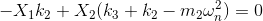 -X_{1}k_{2}+X_{2}(k_{3}+k_{2}-m_{2}\omega _{n}^{2})=0