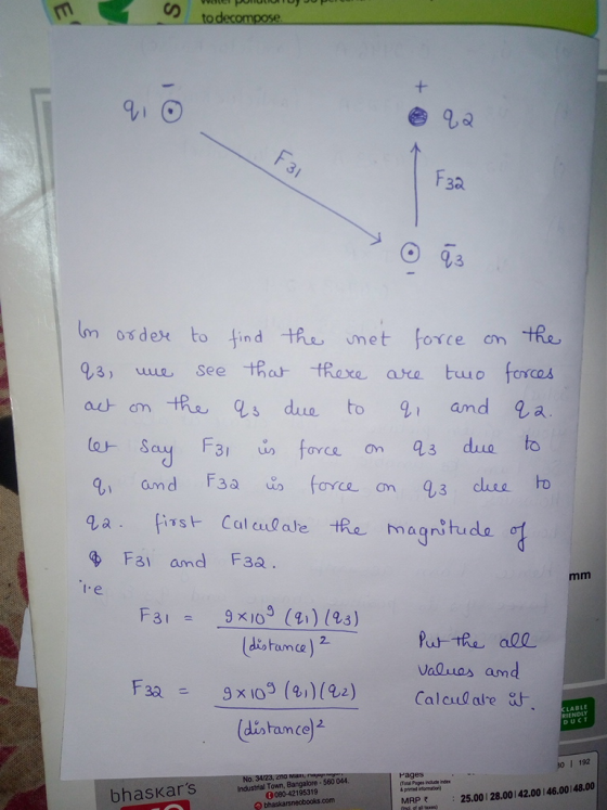 todecompose F3a Im os dex to ind the umet force om te 93 uwe see tha tRere ara tuo forcas aut om the s due to 9 and a q, and