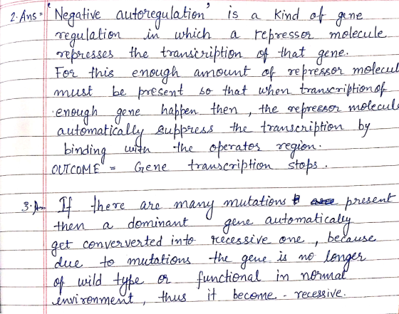 2Ans Negative autorequlation is a Kind of me regulatien in which a rpresse melecule piesses-the trav doubtien-4-that gen Hes