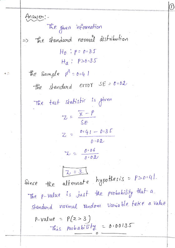 The given nfomation Ha : p>0.35 the Sample poi4 .The test stakishc ỉs given inaf e The p- value is just the probabilbty that-