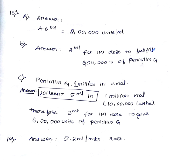 16 m ml llin Gllion in avial vral fof iM dose to give 6, oo, o0o units ot penialn G l9