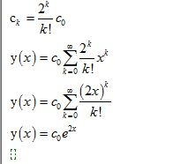 24 11 co k! 12 2 y(x) = 2 (x)= (2x) k! y(x) = ce24