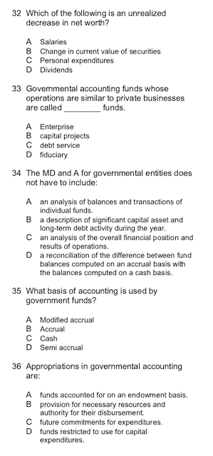 32 Which of the following is an unrealized decrease in net worth? A Salaries B Change in current value of securities C Person