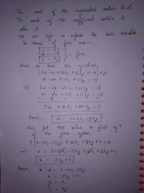 sank The •The of the sank of the also augmented matrix is a. coefficient matrix is left to express the basic variables free o