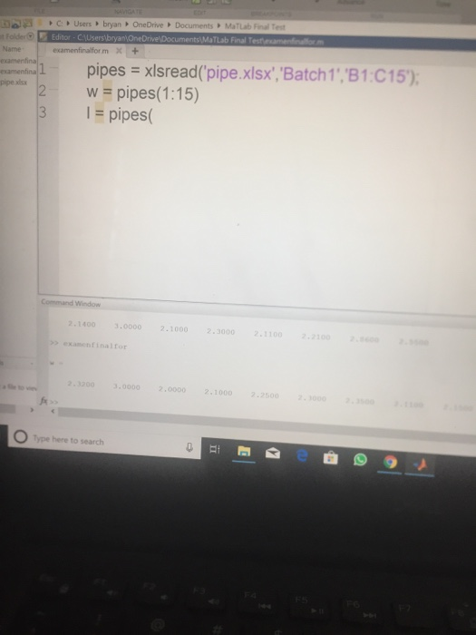 folder Name examenfina C: Users bryan OneDrive Documents Matlab Final Test Editor - C:\Users bryan OneDrive Documents MaTLab