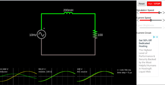 Reset Run / STOP 200mH Simulation Speed Current Speed Power Brightness Current Circuit: 10Hz 100 Get 50% Off Dedicated Hostin