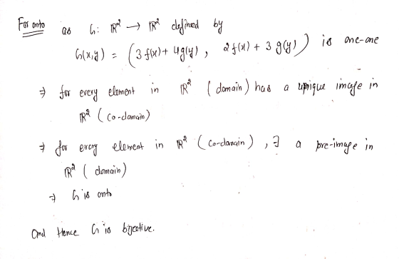 - For onto as hi apel para defined by Glx,y) = ( 3 fre)+ ugly), &f() + 3 964) io me-me for every element in ( clomain ) has a