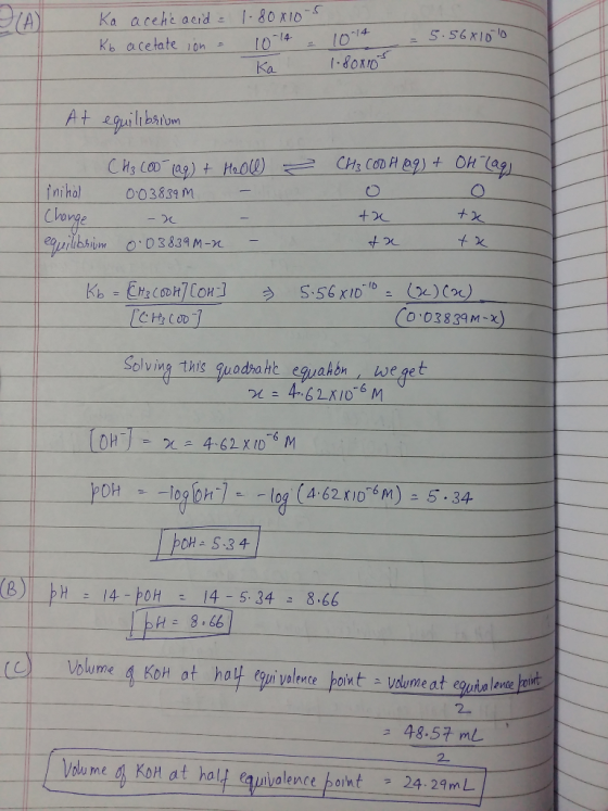 -S Ka acehe acidこ 1.80x10 kh acetate I0 Ka iniha 003839 M 03 839M-n- Solvivg this quadrahe egahon weget )( 4.62-X106 M nt 2 2