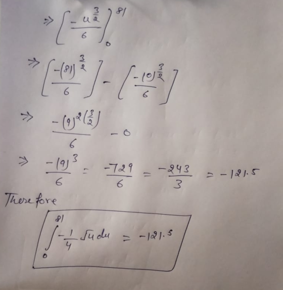 >{) -(0) -6° (3) 6 3 12 -243 3 =-121.5 - 19 -729 6 6 Therefore 2) 1 sudu 4 + = -12.5 0
