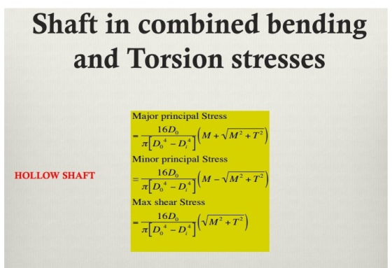 Shaft in combined bending and Torsion stresses Major principal Stress 16D M+M+12 [D.* -D Minor principal Stress (M-/M² + T²