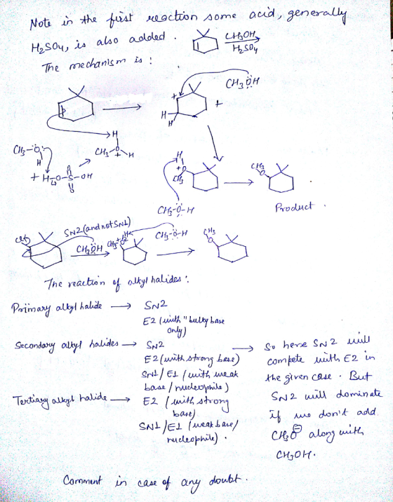 Note in eaction some aud, gen H2SOv, is also aololad The mechans mis; CH2 QH 냐 Cho- Product SN2(and notSNL) CHOH the Case But