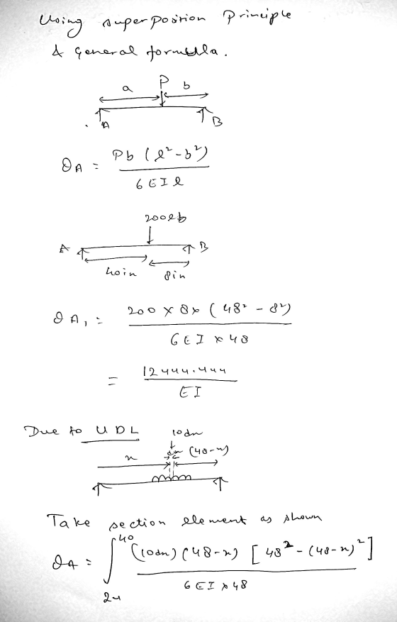 Using super postion principle & General formella. b A (3, Pb (22-32 OA 6 EII 200lb X TB hoin din 9А, 200 X 8% ( 487 - 8 . GE