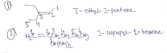 3-ethyl-2-pentene 3) HC =2&in cate un ekly 2– saopropyle- 4-hesene. ма: ياع) -
