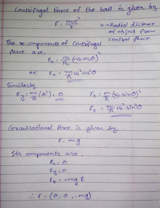 given F. mu? The Centrifugal force of the ball is by & Radical distance of object from central force. -components of centrifu