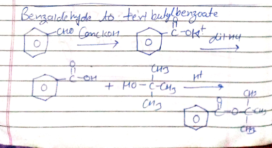 Benzaldehyde to tert butyl benzoate -cho Conckon fc-ok ditnu - tus at